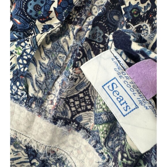 Vintage Sears X-Small Mini Dress Patchwork Sleeveless Tie Neck Womens - Picture 4 of 16